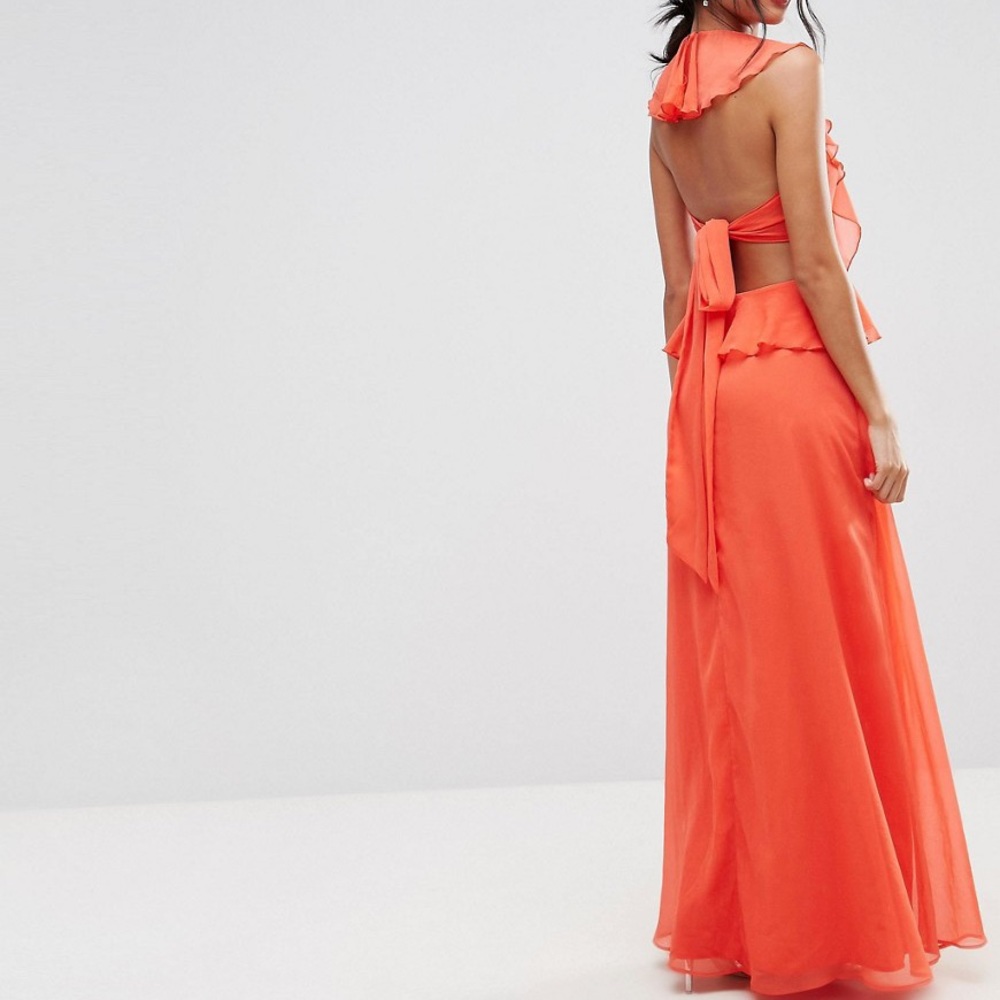 ASOS Orange Maxi Dress - NWT - Size US4 - Picture 3 of 5